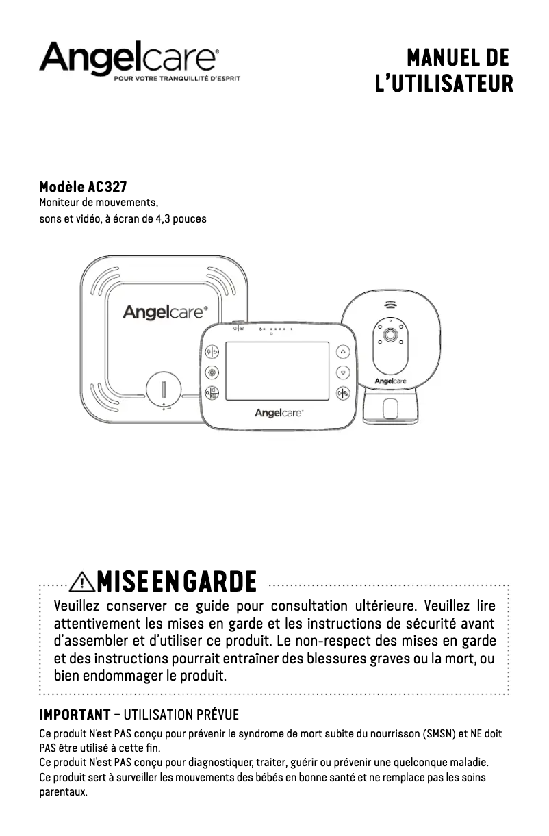 Page 1 de la notice Manuel utilisateur Angelcare AC320