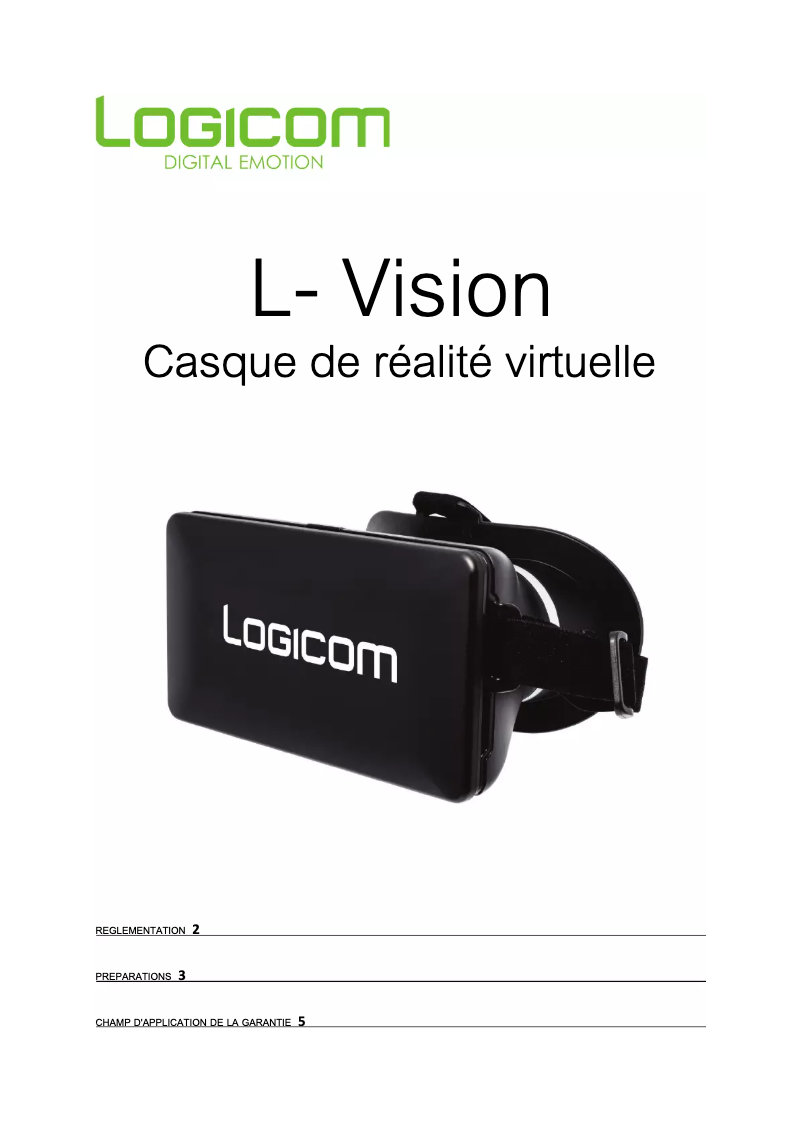 Page 1 de la notice Manuel utilisateur Logicom L-VISION