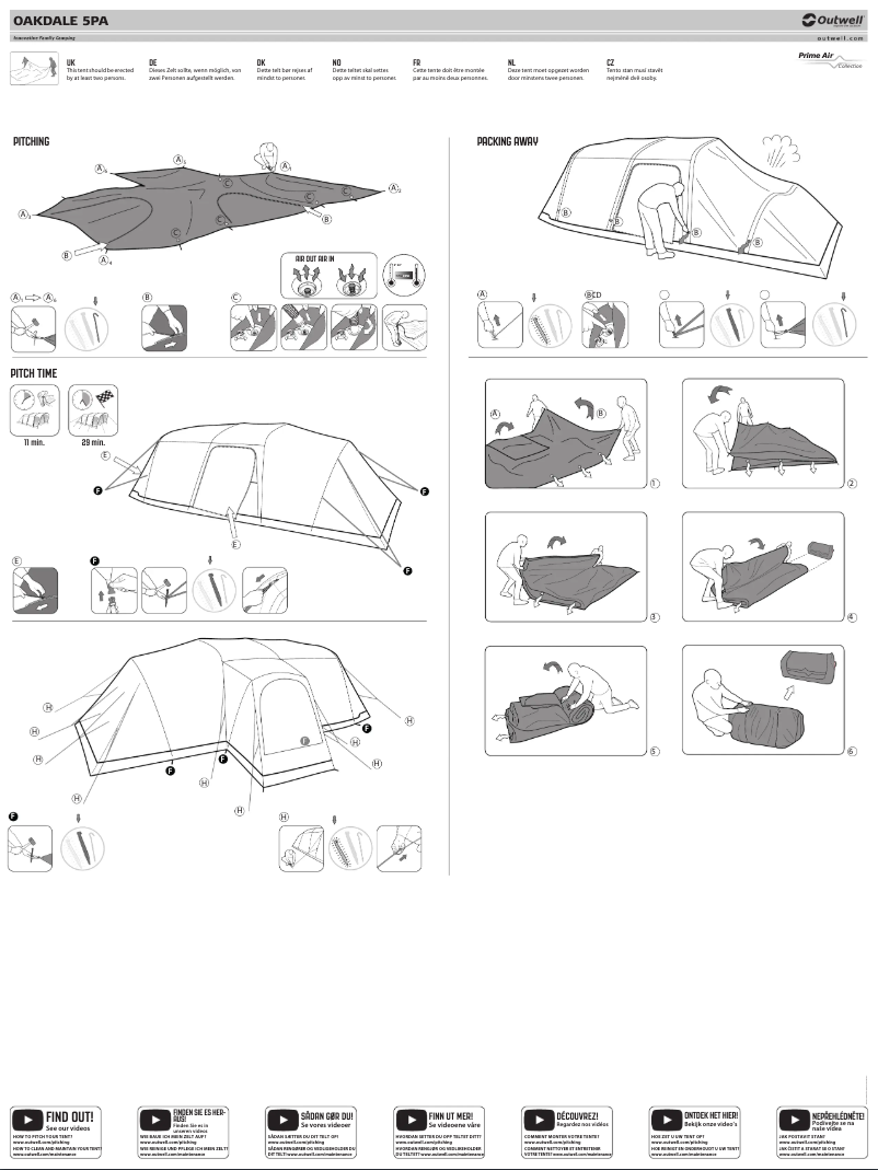 Page 1 de la notice Guide d'installation Outwell Oakdale 5PA