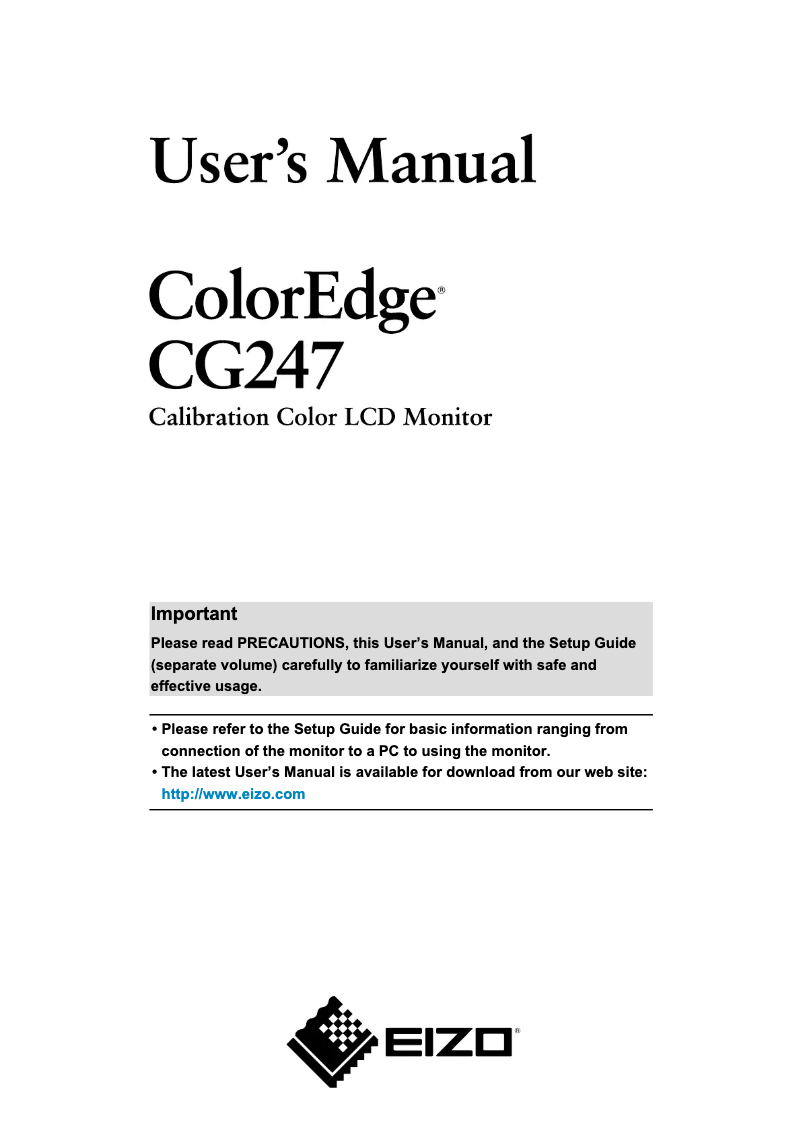 Page 1 de la notice Manuel utilisateur Eizo ColorEdge CG247