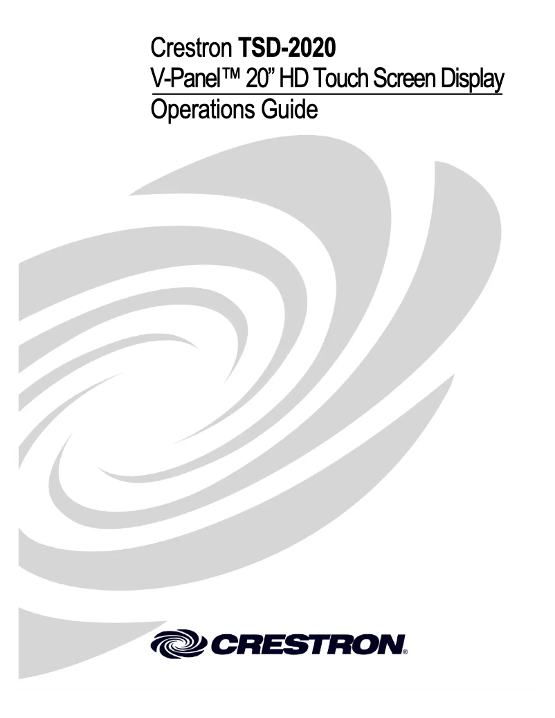 Page 1 de la notice Manuel utilisateur Crestron V-Panel TSD-2020