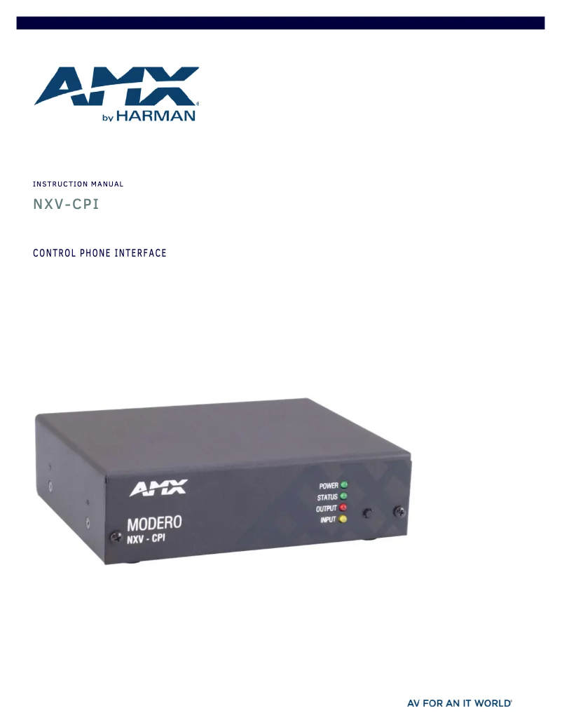 Page 1 de la notice Manuel utilisateur AMX Modero NXV-CPI