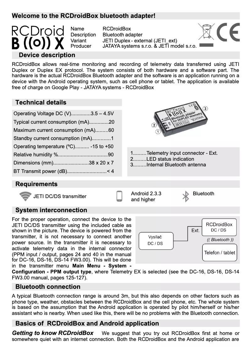Page 1 de la notice Manuel utilisateur JETI JEX-MBT-DC-DS