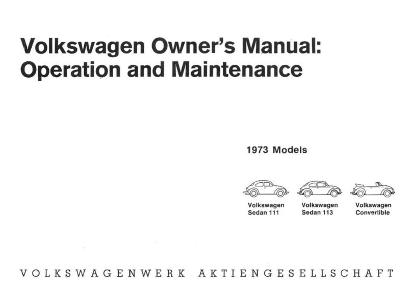 Page 1 de la notice Manuel utilisateur Volkswagen Beetle Convertible (1973)