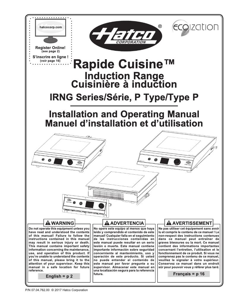 Image de la première page du manuel de l'appareil Rapide Cuisine IRNG-PC1-36