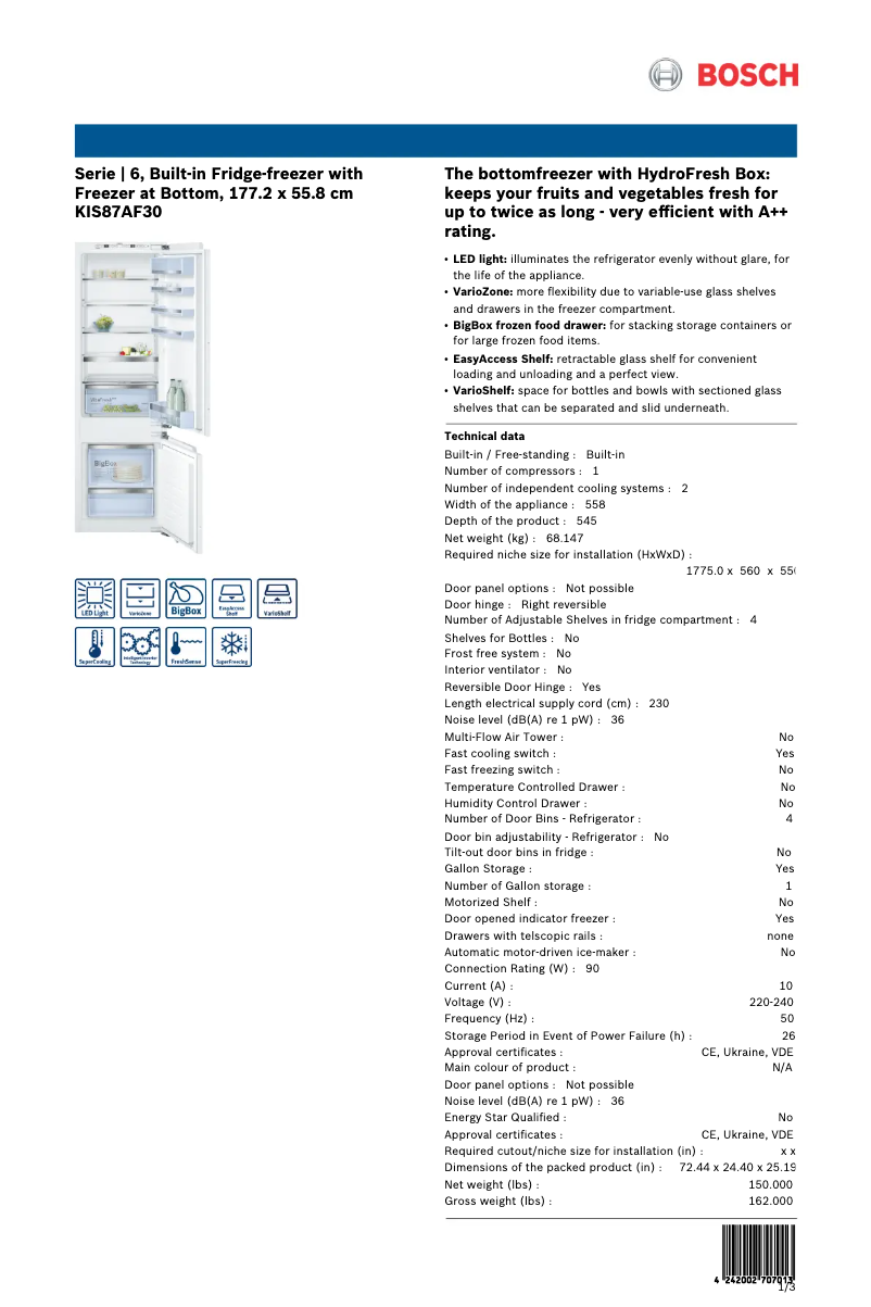 Image de la première page du manuel de l'appareil KIS87AF30