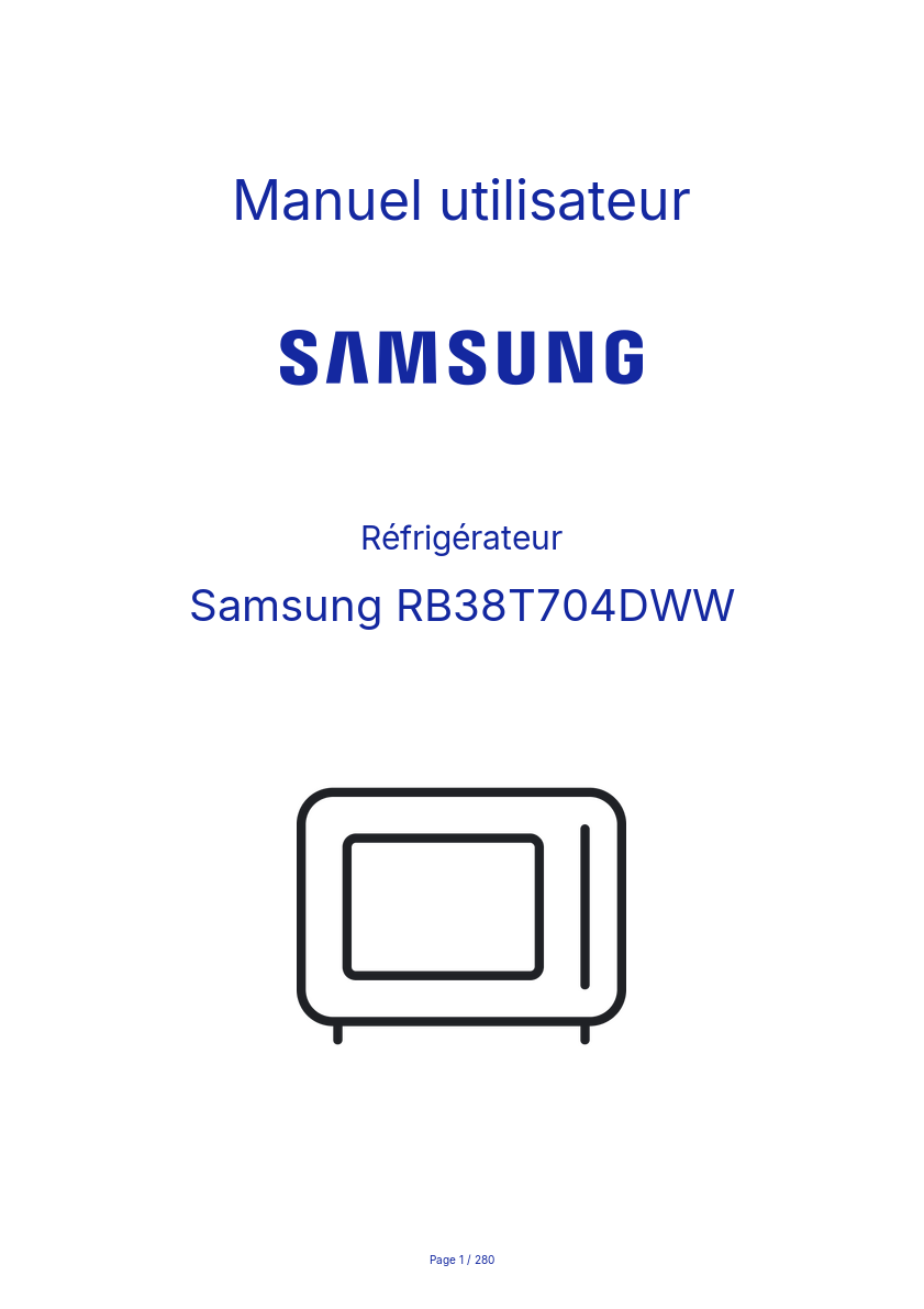 Image de la première page du manuel de l'appareil RB38T704DWW