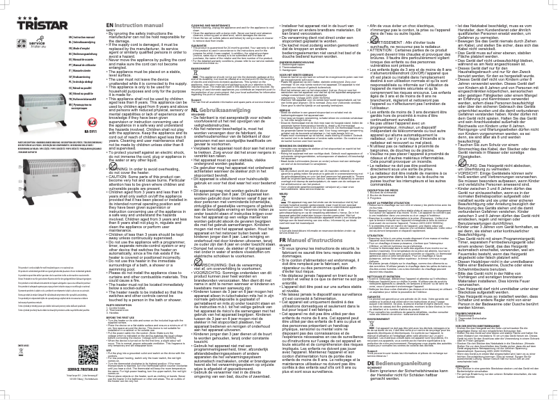 Page 1 de la notice Manuel utilisateur TriStar KA-5911