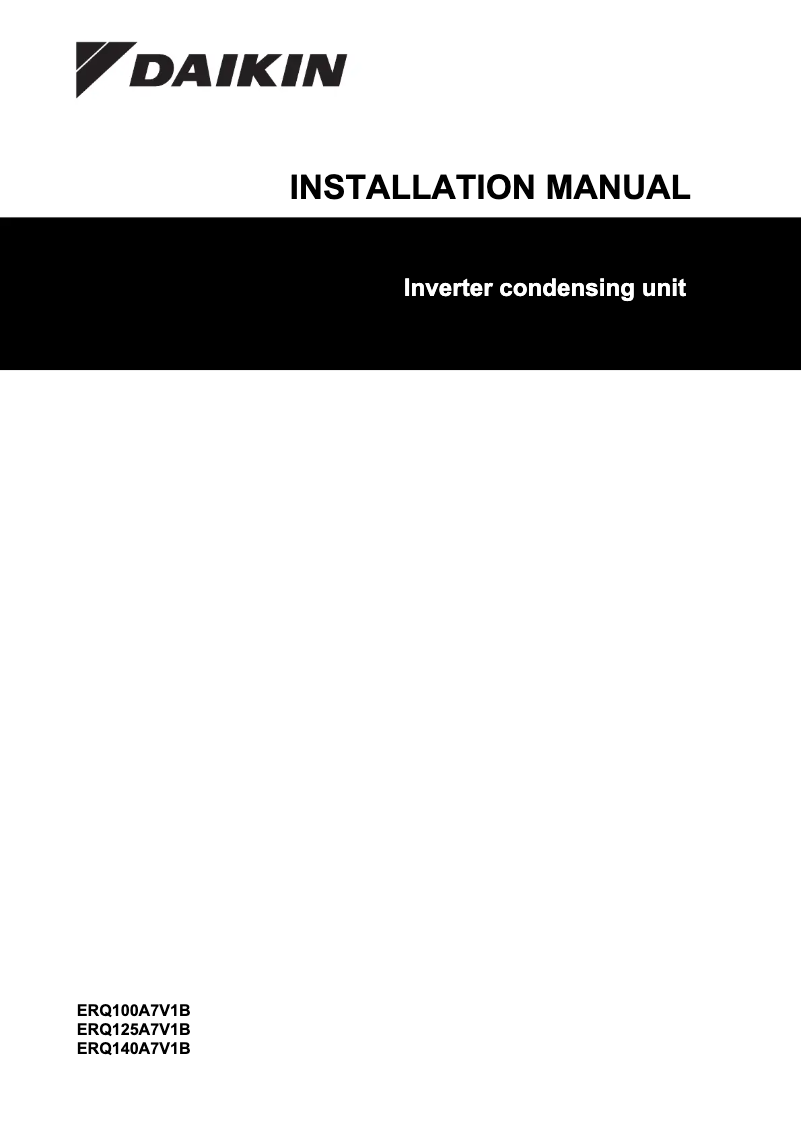 Page 1 de la notice Guide d'installation Daikin ERQ140A7V1B