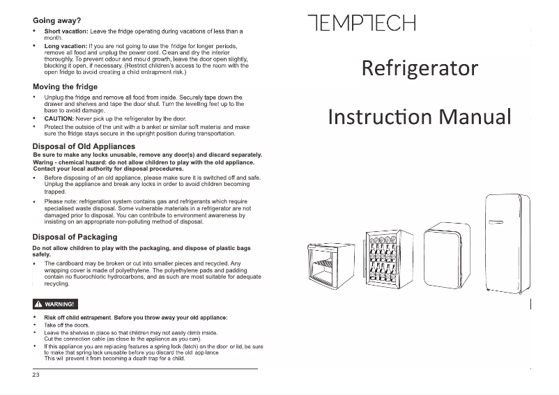 Page n°1 - Manuel utilisateur Temptech HRF330RMB
