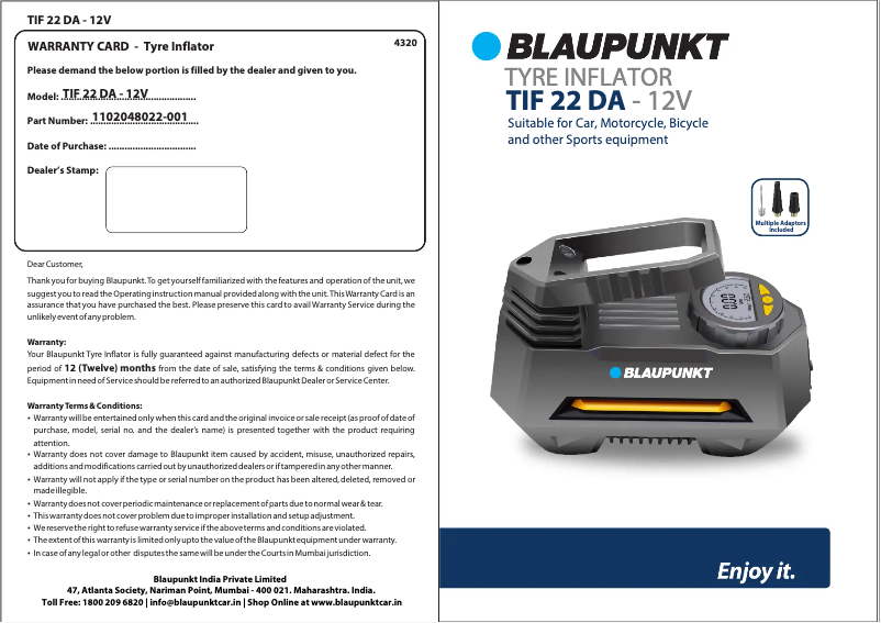 Image de la première page du manuel de l'appareil TIF 22 DA