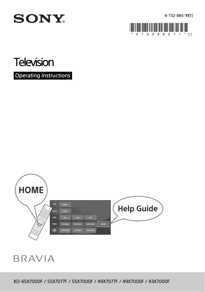 Page n°1 - Manuel utilisateur Sony Bravia KD-55X7077F