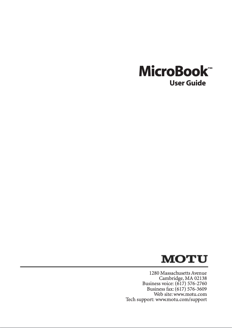Page n°1 - Manuel utilisateur Motu MicroBook