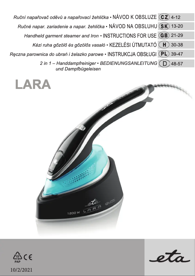 Page 1 de la notice Manuel utilisateur Eta Lara 1270 90000