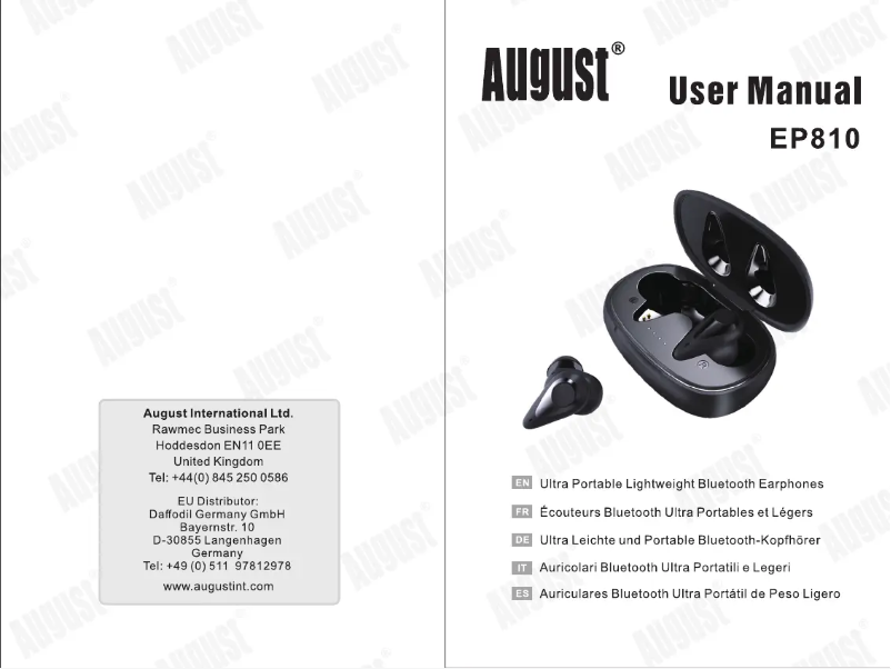 Page n°1 - Manuel utilisateur August EP810B