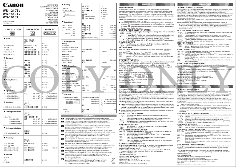 Image de la première page du manuel de l'appareil WS-1210T