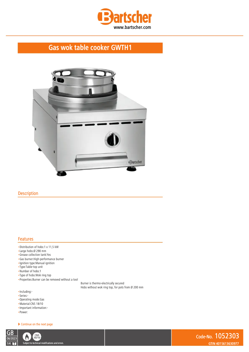 Image de la première page du manuel de l'appareil GWTH1