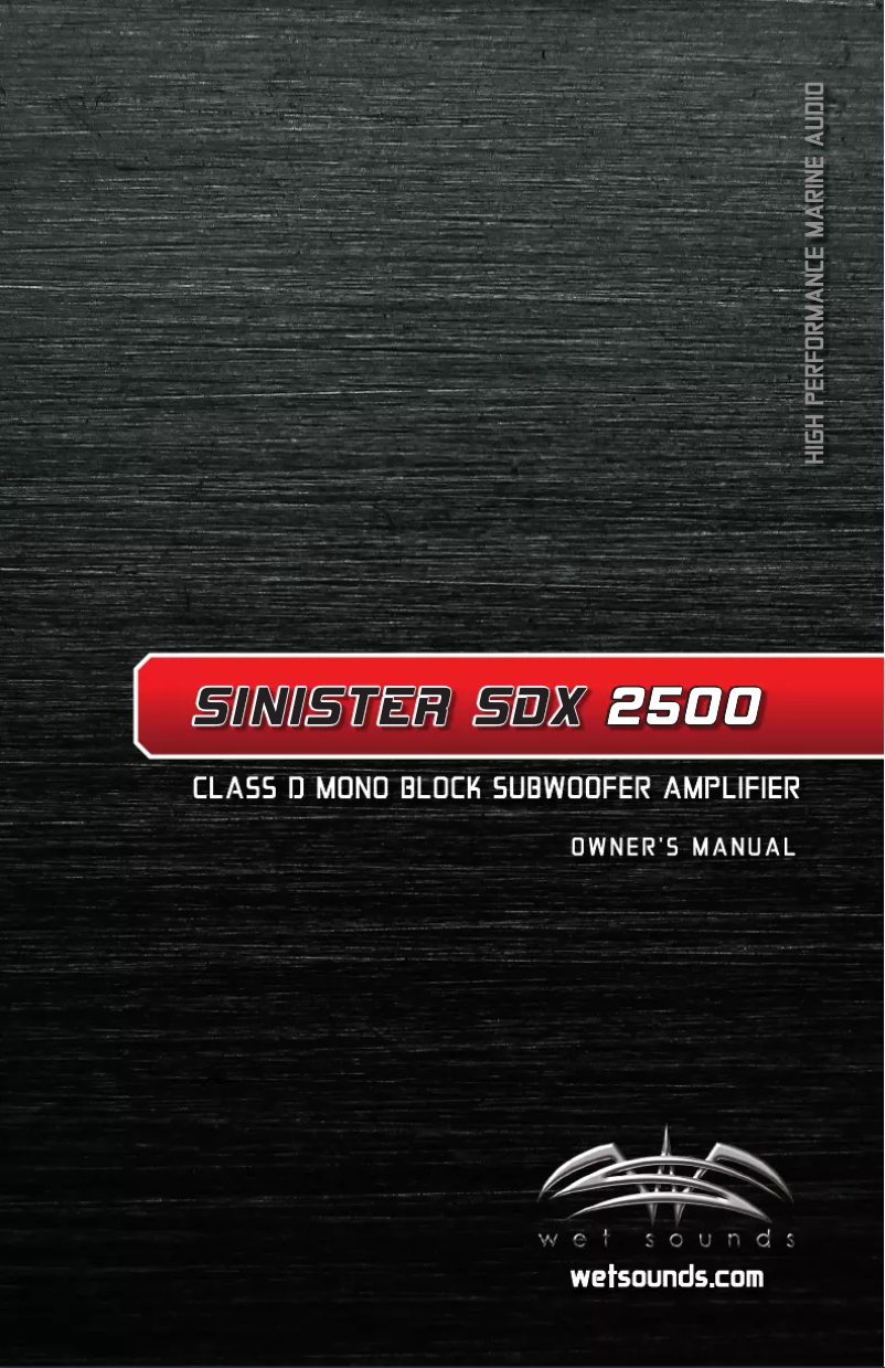 Image de la première page du manuel de l'appareil Sinister SDX 2500