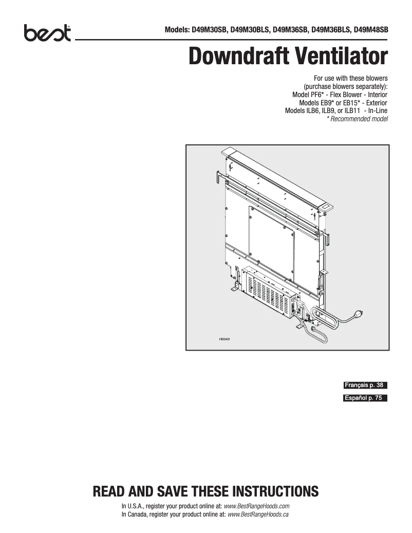 Page n°1 - Guide d'installation Best D49M30BLS