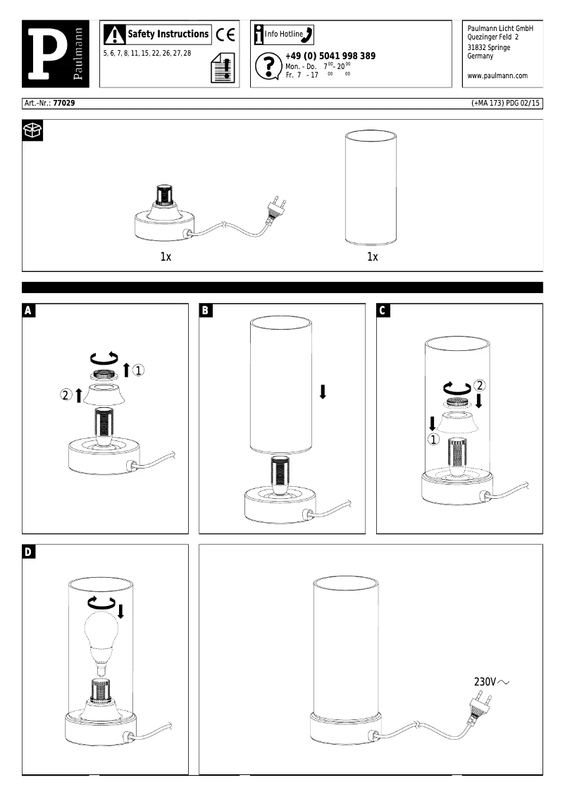 Page 1 de la notice Manuel utilisateur Paulmann Pinja