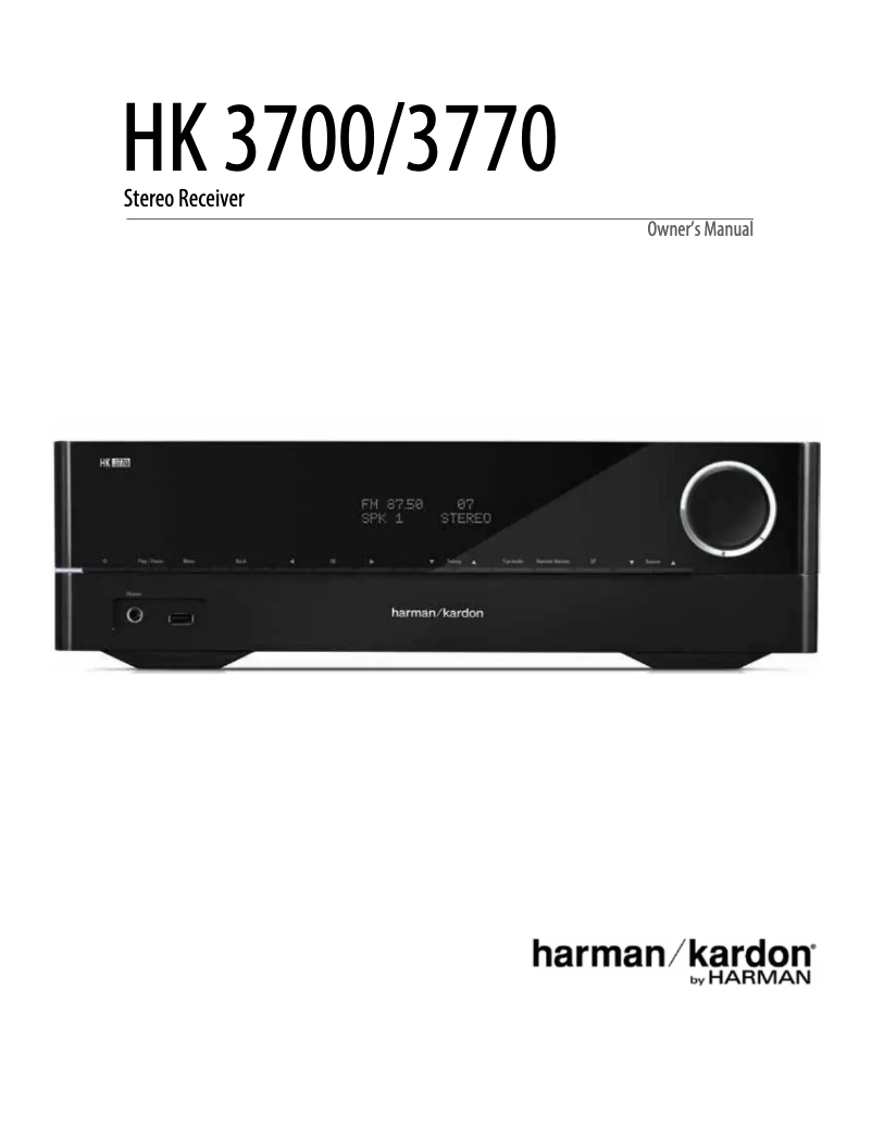 Page 1 de la notice Manuel utilisateur Harman Kardon HK 3770