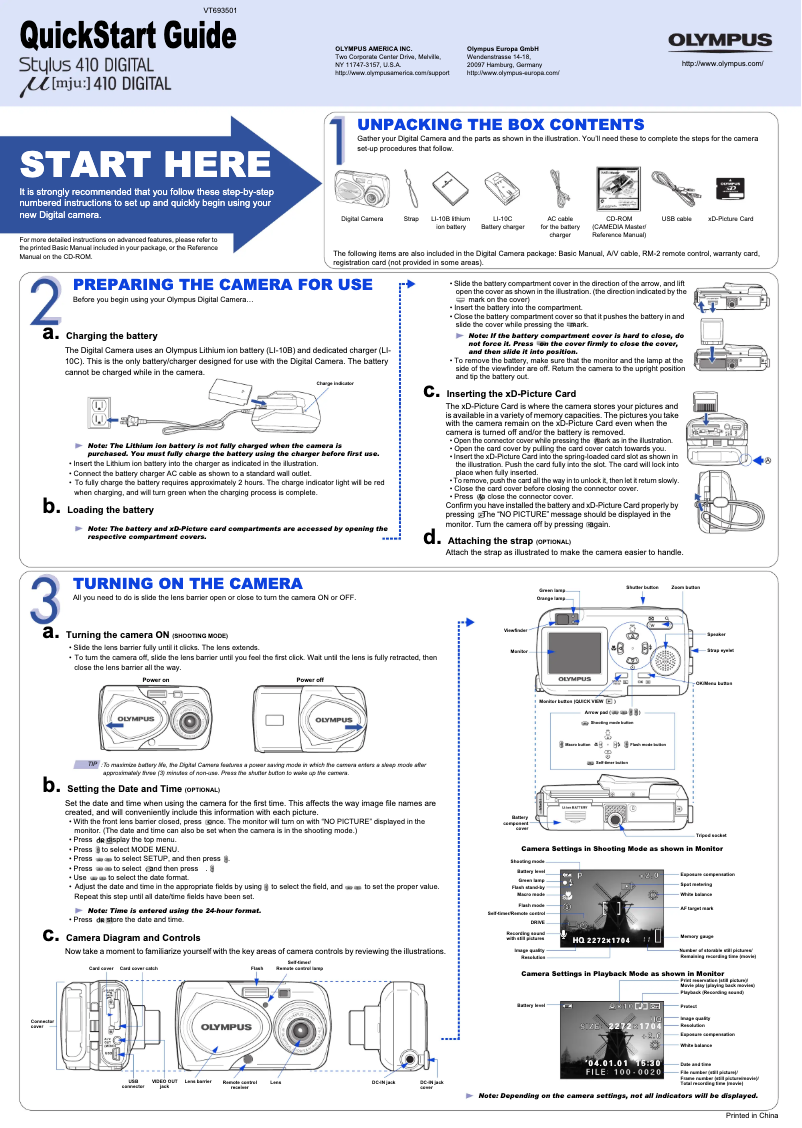 Image de la première page du manuel de l'appareil µ 410 Digital