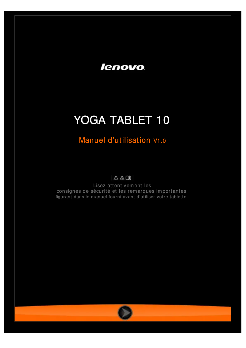 Image de la première page du manuel de l'appareil Yoga Tab 10