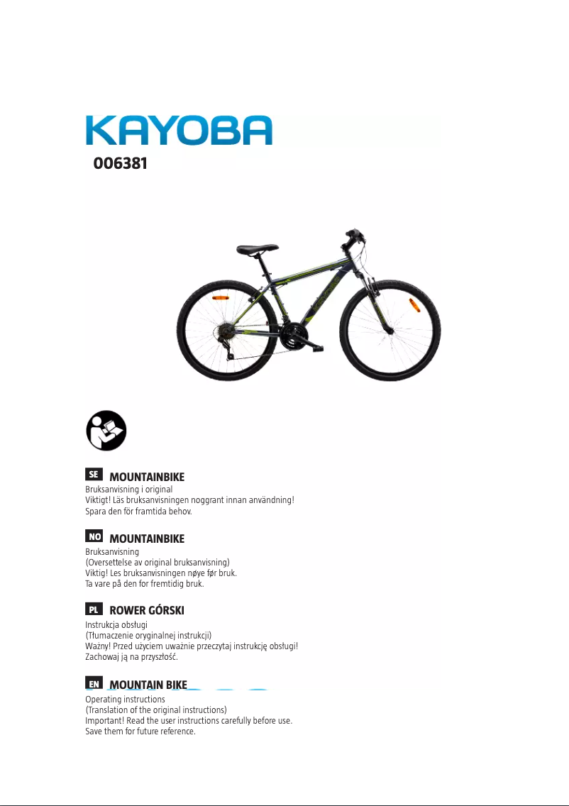 Page 1 de la notice Manuel utilisateur Kayoba 006-381