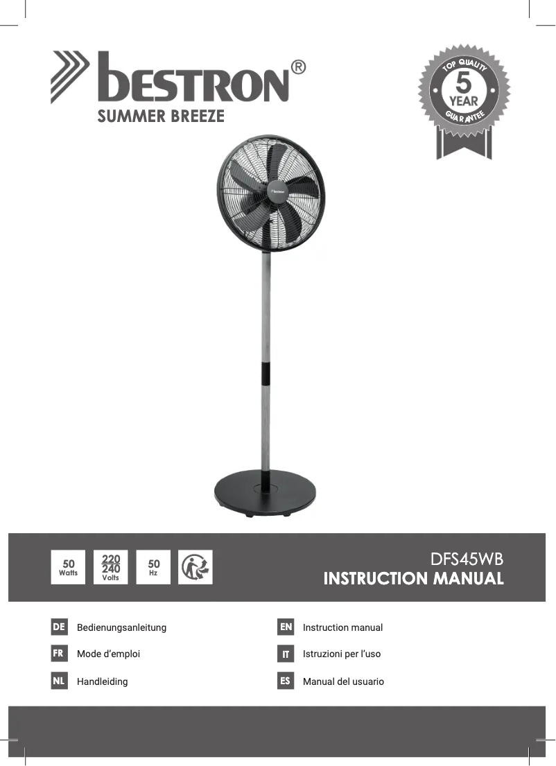 Page n°1 - Manuel utilisateur Bestron DFS45WB