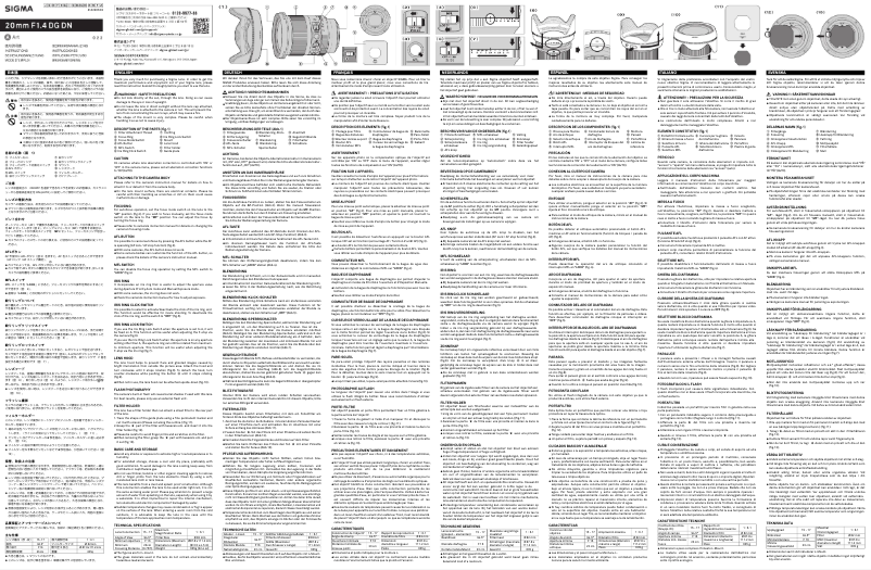 Image de la première page du manuel de l'appareil 20mm F1.4 DG DN