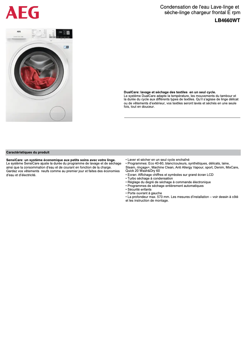 Image de la première page du manuel de l'appareil LB4660WT