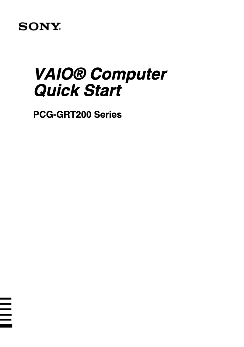Page 1 de la notice Guide d'installation Sony Vaio PCG-GRT260G