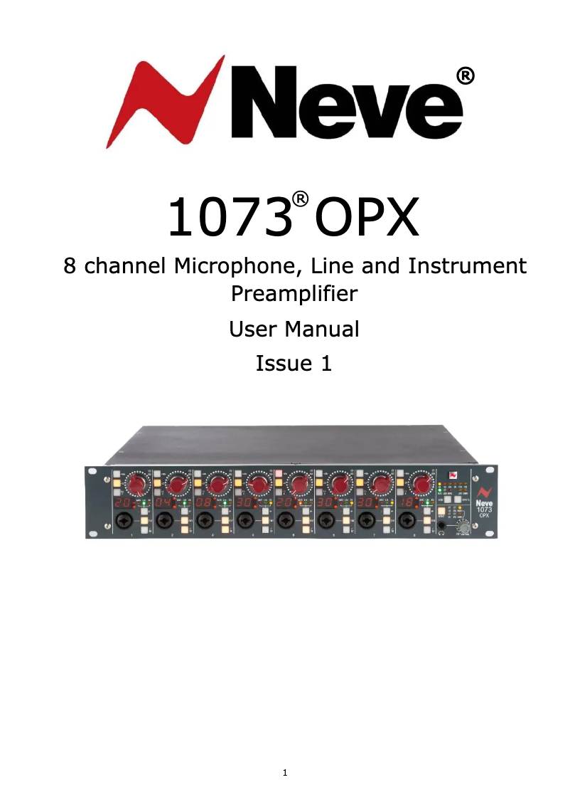 Page n°1 - Manuel utilisateur AMS Neve 1073OPX