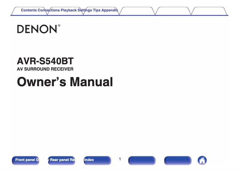 Image de la première page du manuel de l'appareil AVR-S540BT