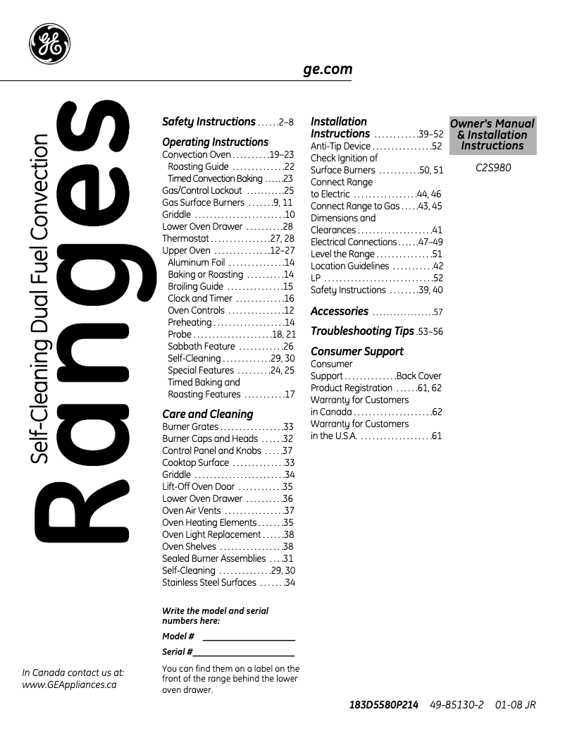 Page n°1 - Guide d'installation GE Café C2S980SEMSS
