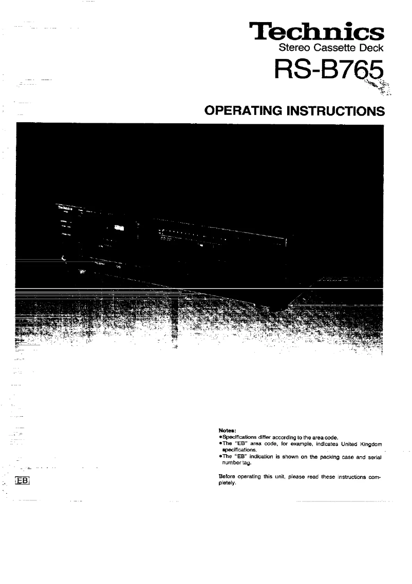 Page 1 de la notice Manuel utilisateur Technics RS-B765