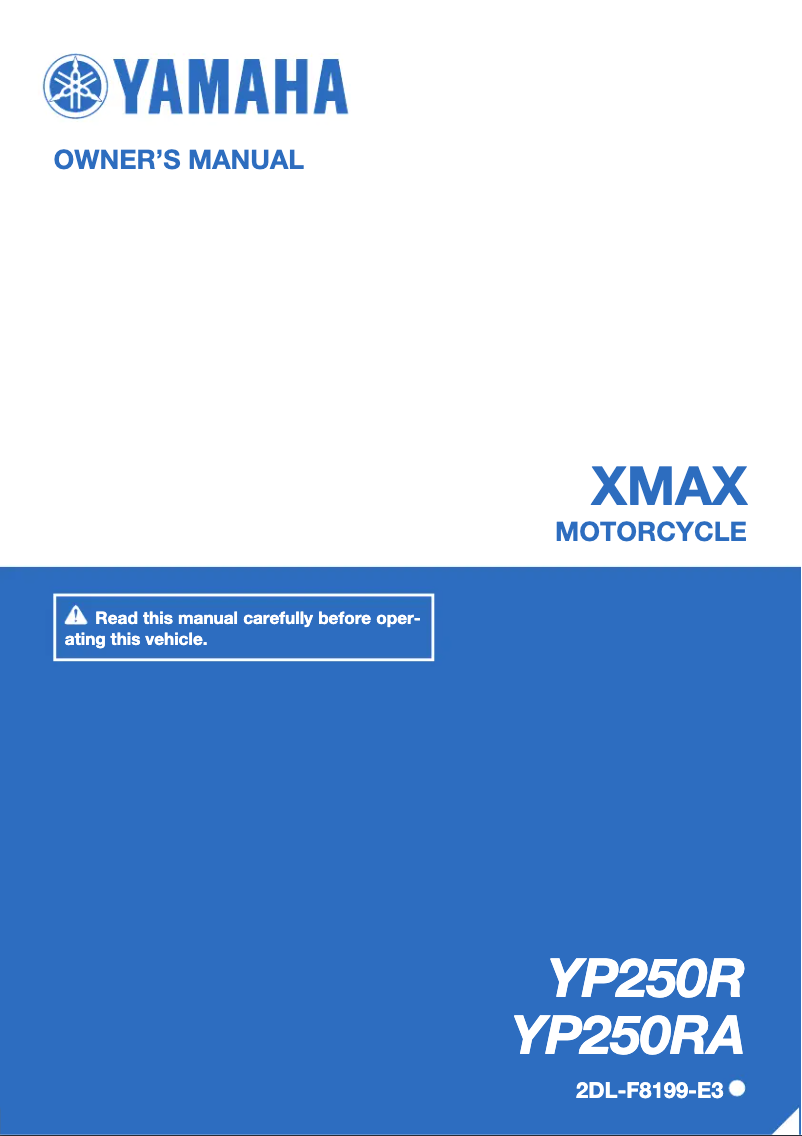 Page 1 de la notice Manuel utilisateur Yamaha XMAX 250 (2015)