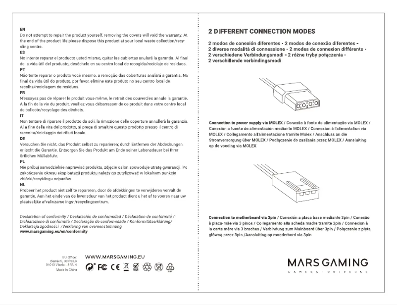 Page 1 de la notice Manuel utilisateur Mars Gaming MF-PROX2