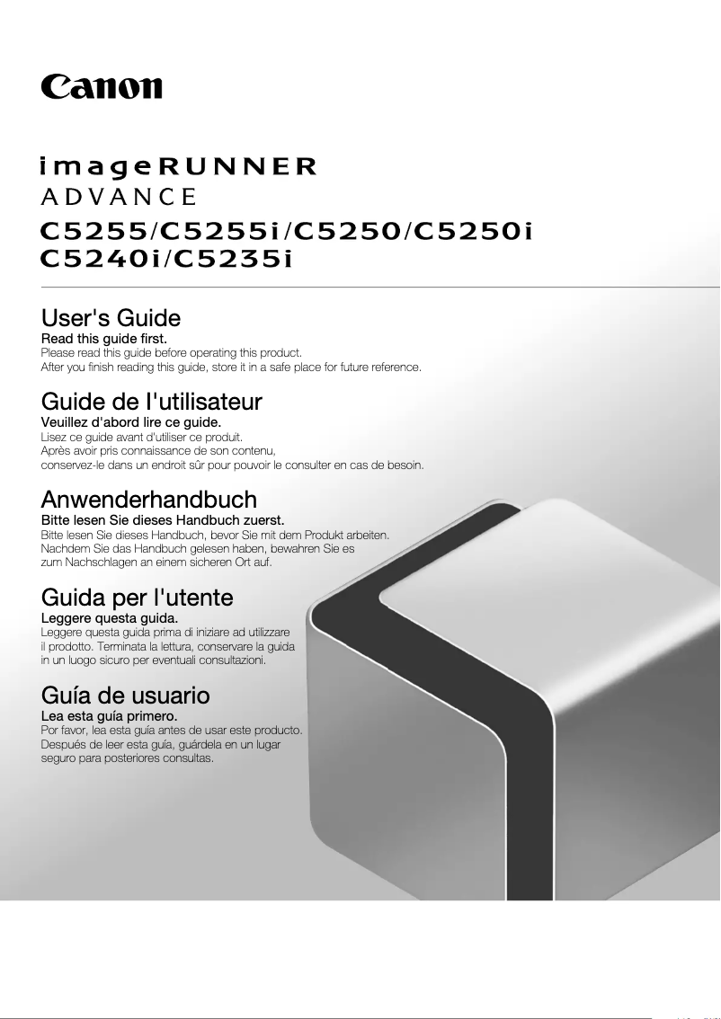 Page 1 de la notice Manuel utilisateur Canon ImageRUNNER ADVANCE C5235i