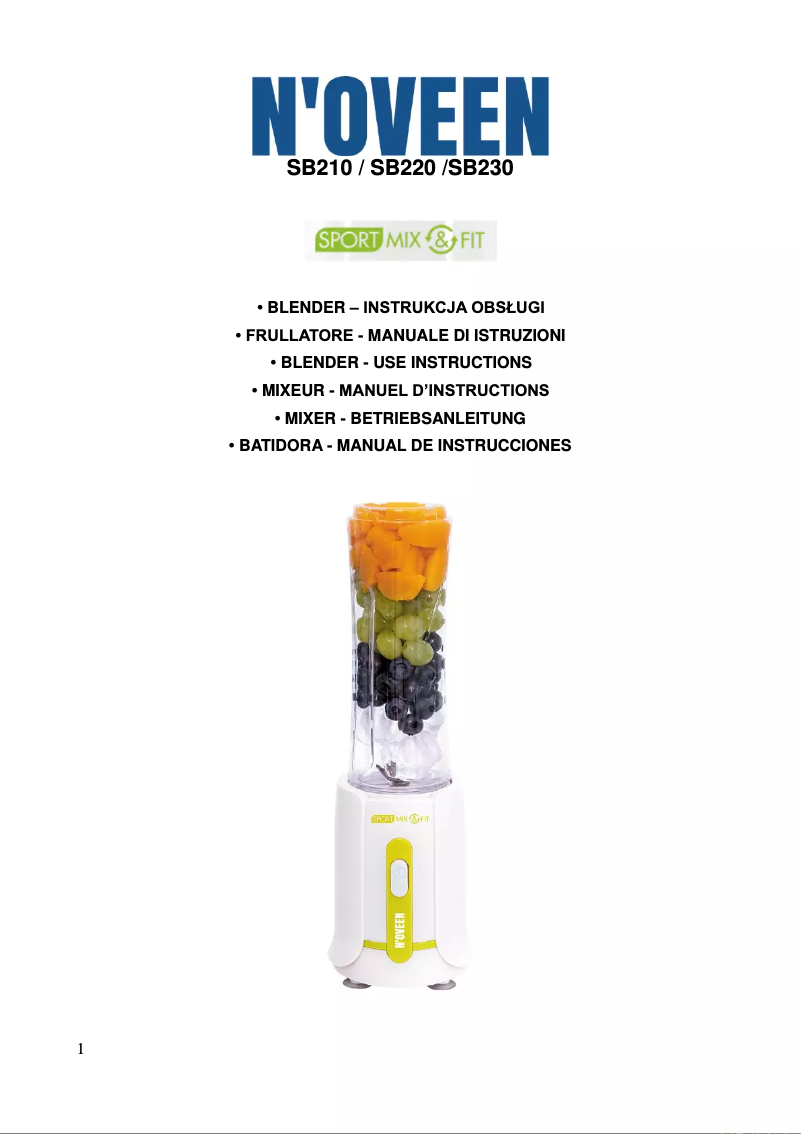 Image de la première page du manuel de l'appareil Sport Mix & Fit SB230