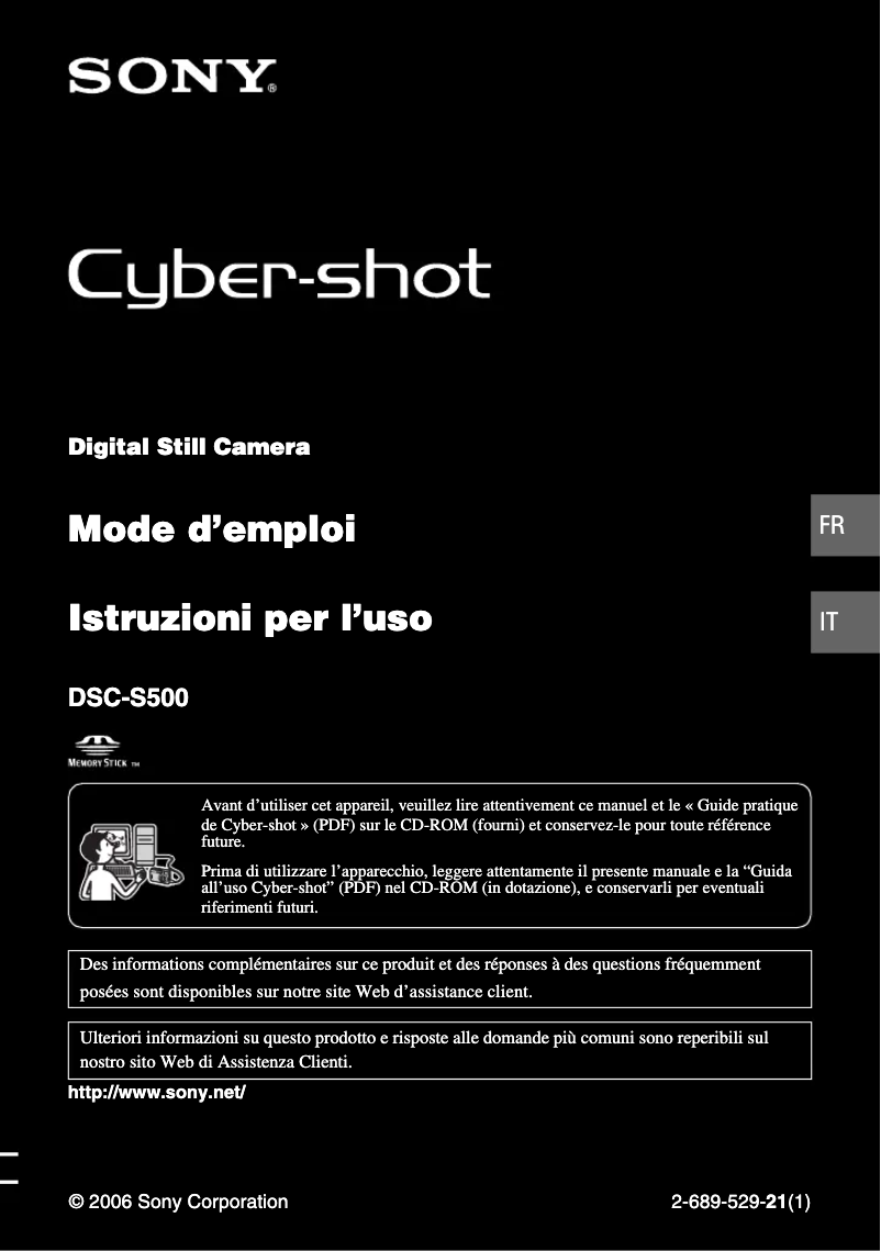 Page 1 de la notice Manuel utilisateur Sony Cybershot DSC-S500