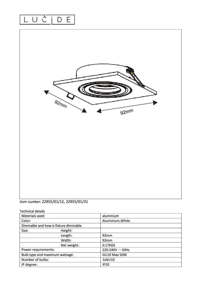 Page n°1 - Manuel utilisateur Lucide Tube