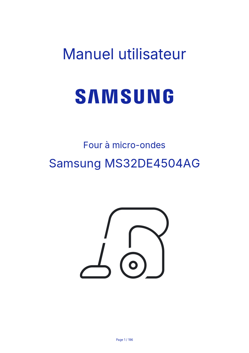 Page 1 de la notice Manuel utilisateur Samsung MS32DE4504AG
