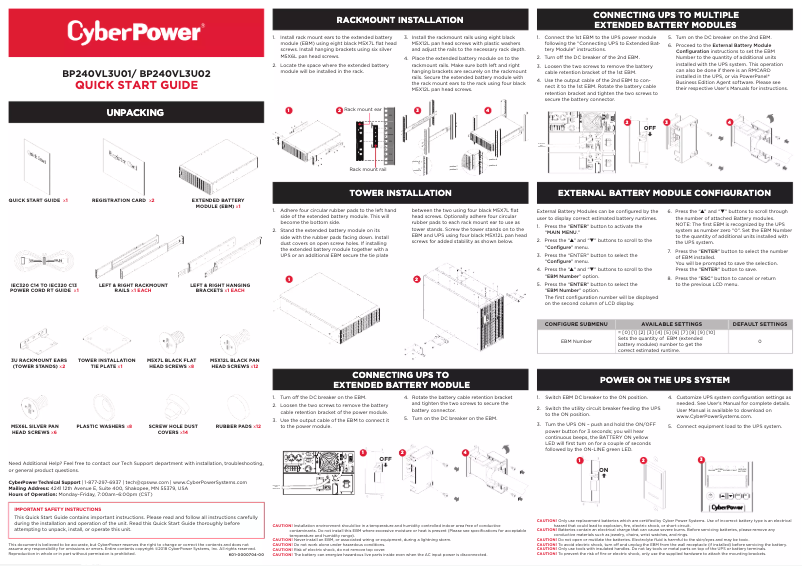 Page n°1 - Manuel utilisateur CyberPower BP240VL3U01