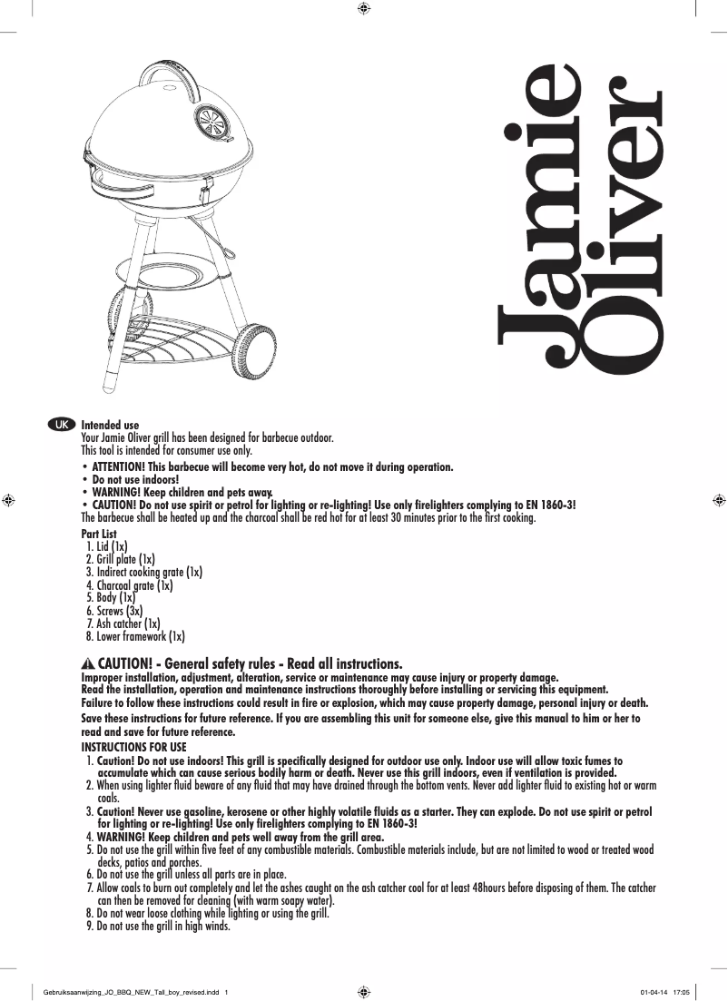 Page 1 de la notice Manuel utilisateur Jamie Oliver Tall Boy