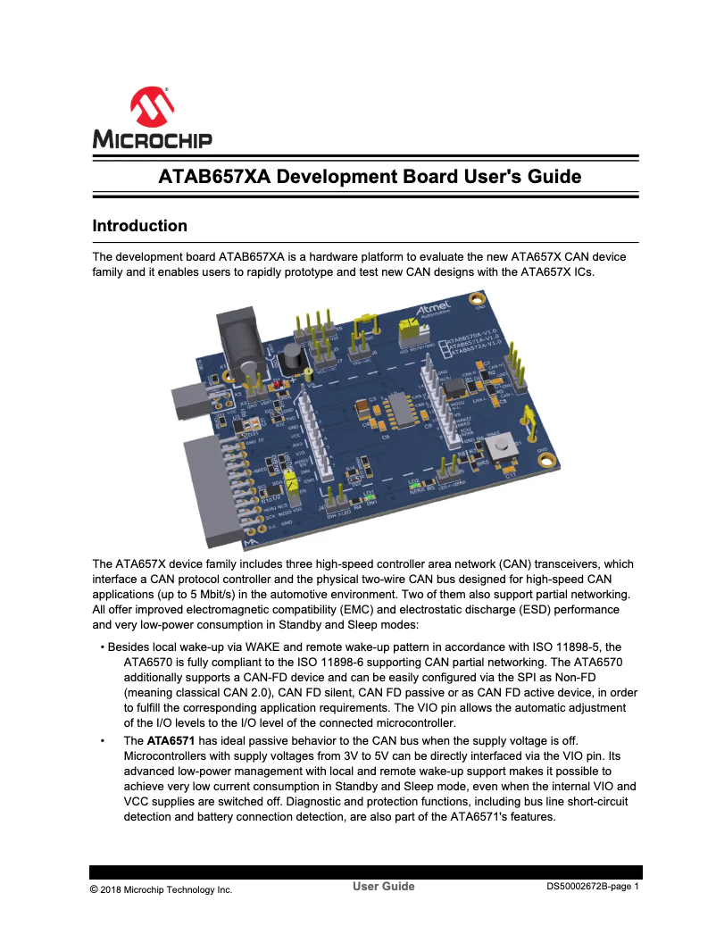 Page 1 de la notice Manuel utilisateur Microchip ATA6571
