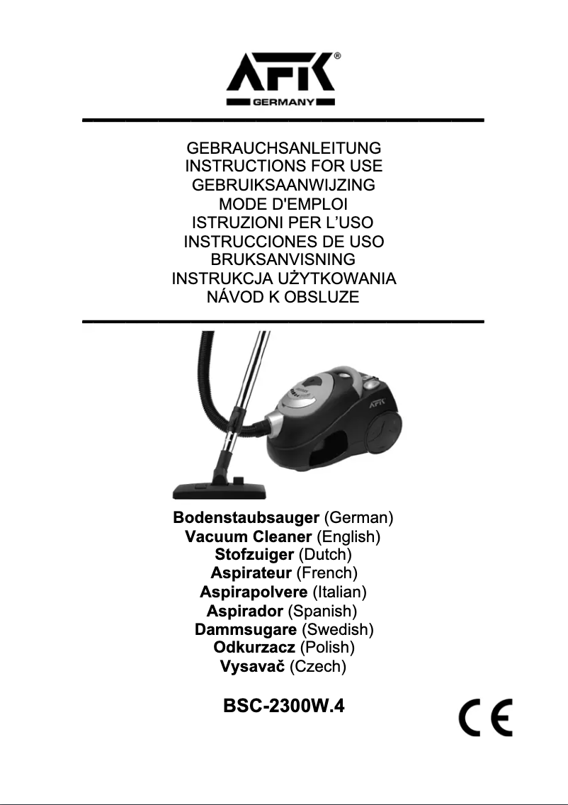Image de la première page du manuel de l'appareil BSC 2300