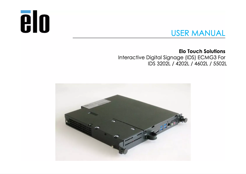 Page 1 de la notice Manuel utilisateur Elo ECMG3