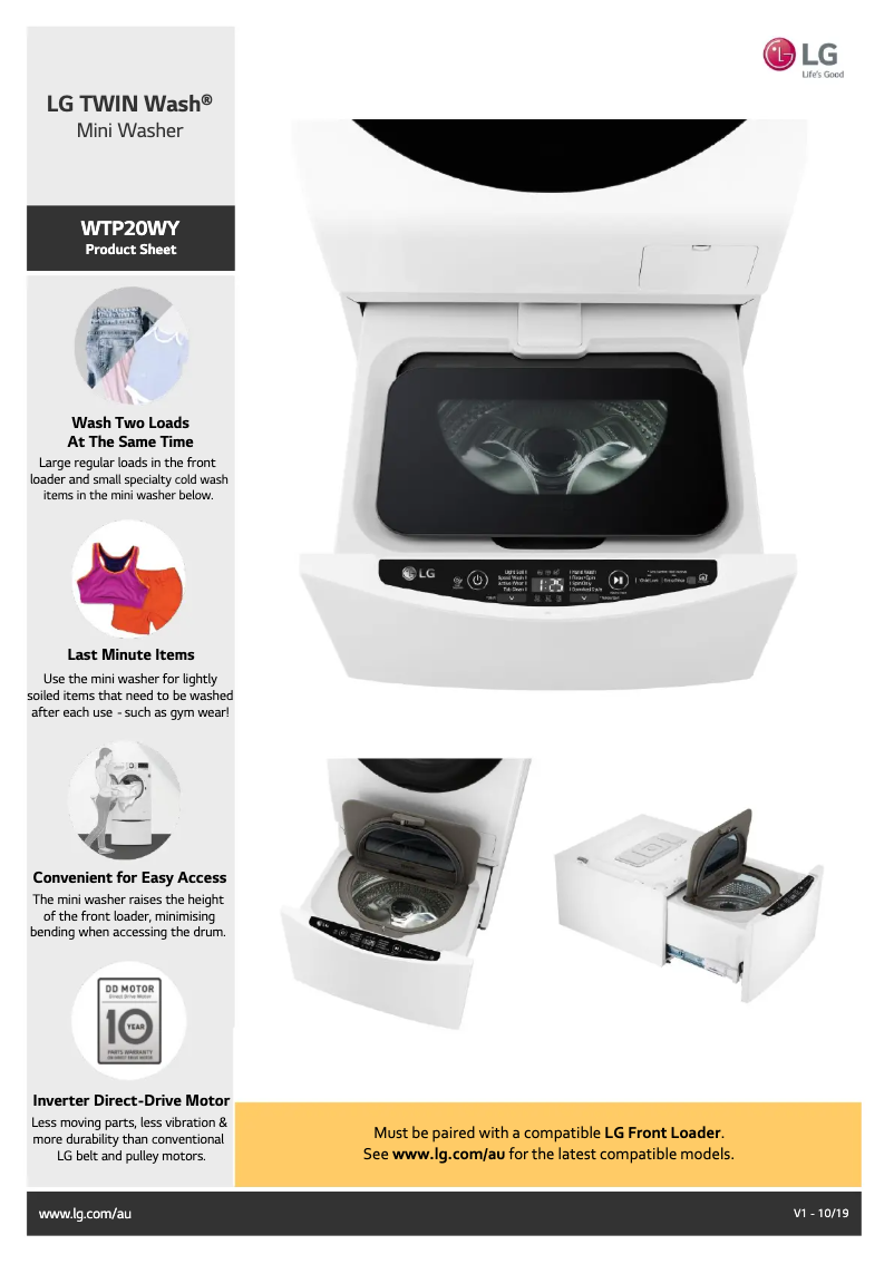 Page n°1 - Fiche technique LG WTP20Y
