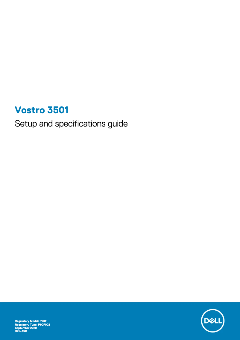 Image de la première page du manuel de l'appareil Vostro 3501